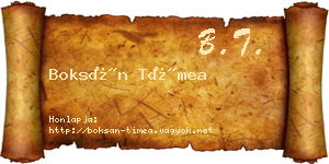 Boksán Tímea névjegykártya